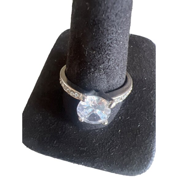 Sparkly 1 carat Engagement Ring Platinum White Gold Silver Tone Prong Set SZ 9.7 - Picture 3 of 15